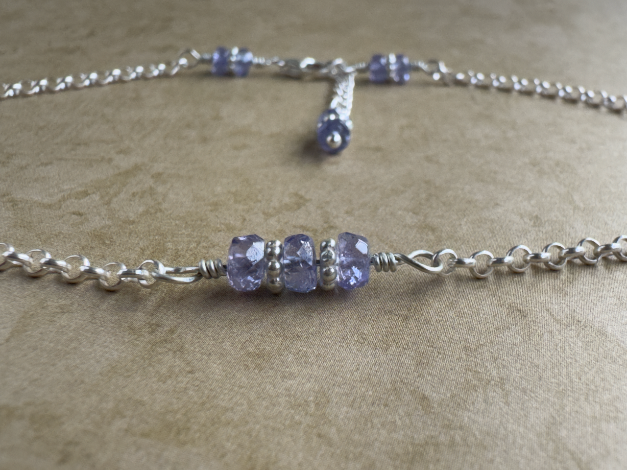Sterling Silver Tanzanite Rondelle Chain Anklet