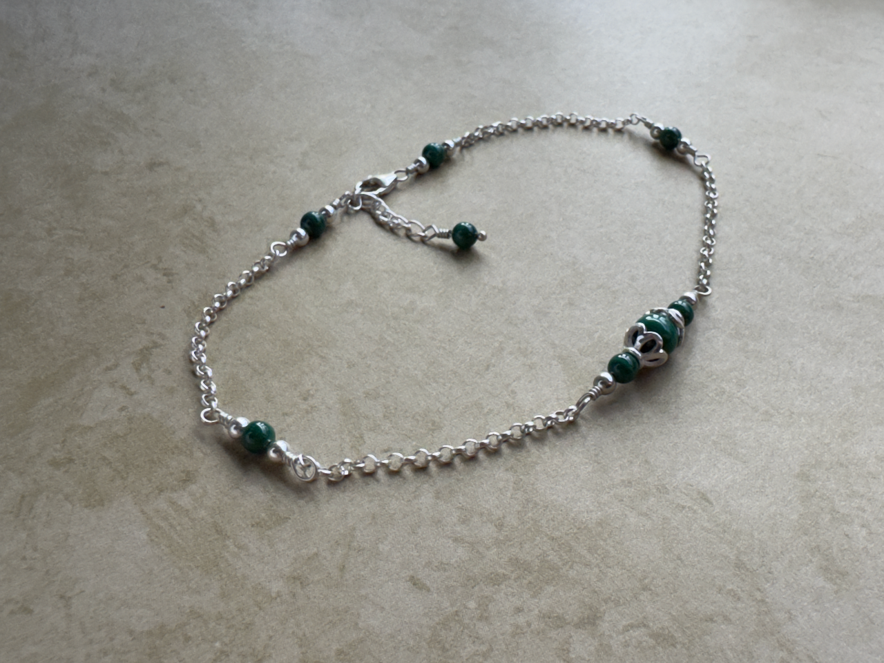 Sterling Silver Malachite Chain Anklet