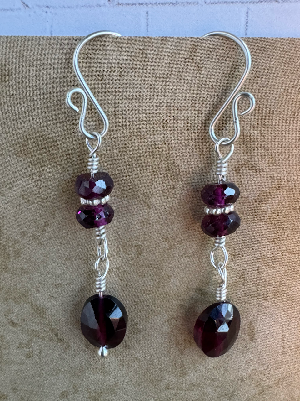 Sterling Silver Rhodolite Garnet Dangles