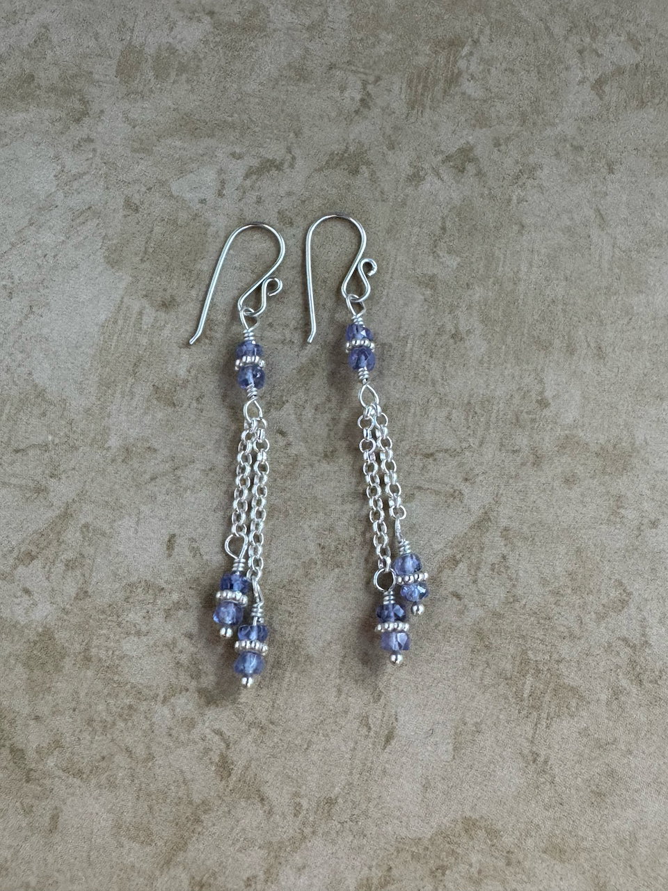 Sterling Silver Tanzanite Double Chain Dangles