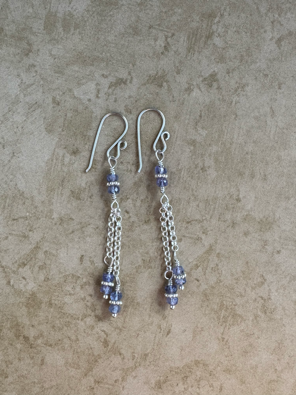 Sterling Silver Tanzanite Double Chain Dangles