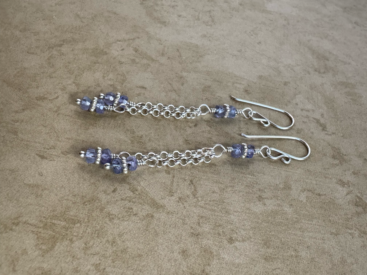 Sterling Silver Tanzanite Double Chain Dangles
