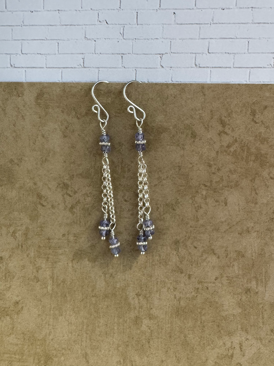 Sterling Silver Tanzanite Double Chain Dangles
