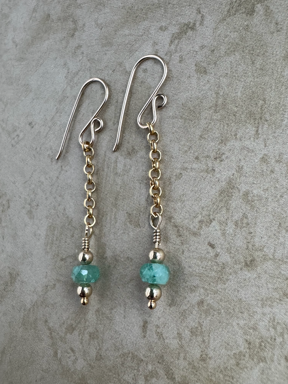 Gold-Filled Emerald Simple Chain Dangles