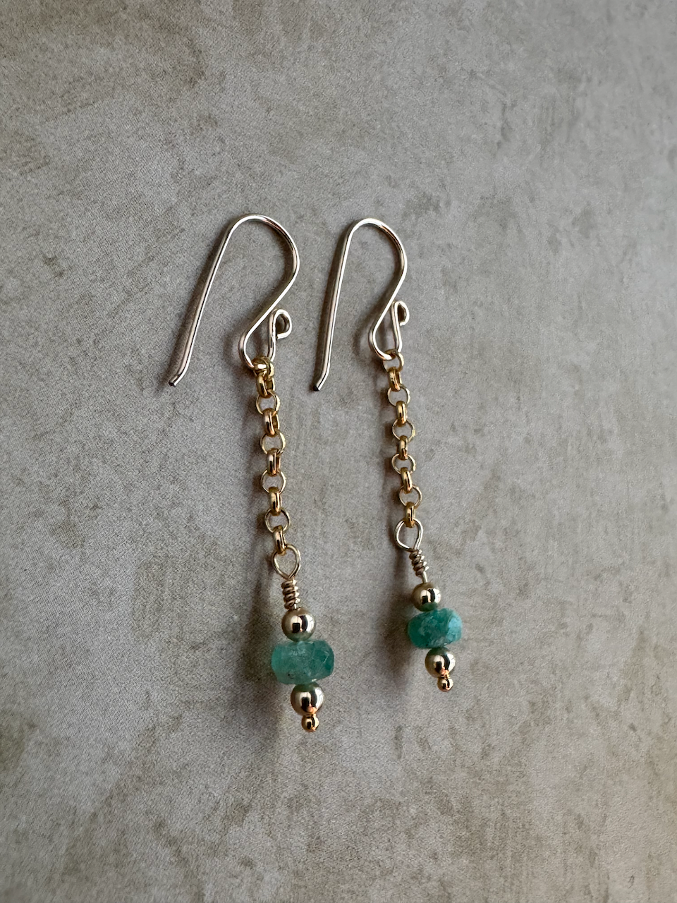 Gold-Filled Emerald Simple Chain Dangles