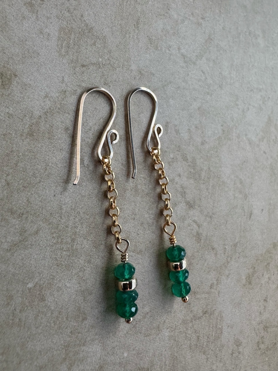 Simple Elegance Limited Edition - Gold-Filled Green Onyx Earrings
