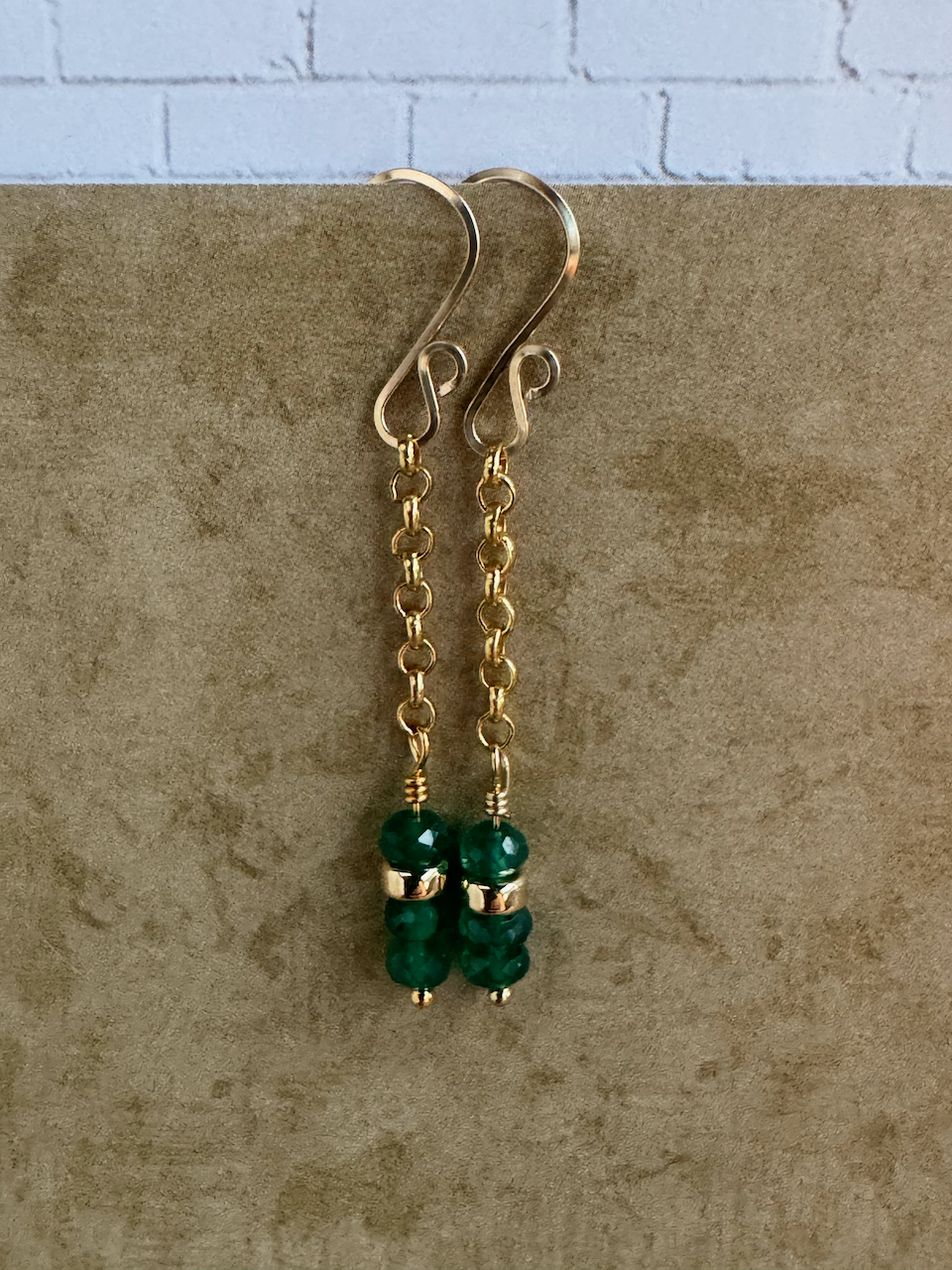Simple Elegance Limited Edition - Gold-Filled Green Onyx Earrings