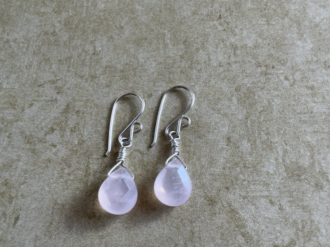 Sterling Silver Rose Quartz Teardrop Earrings