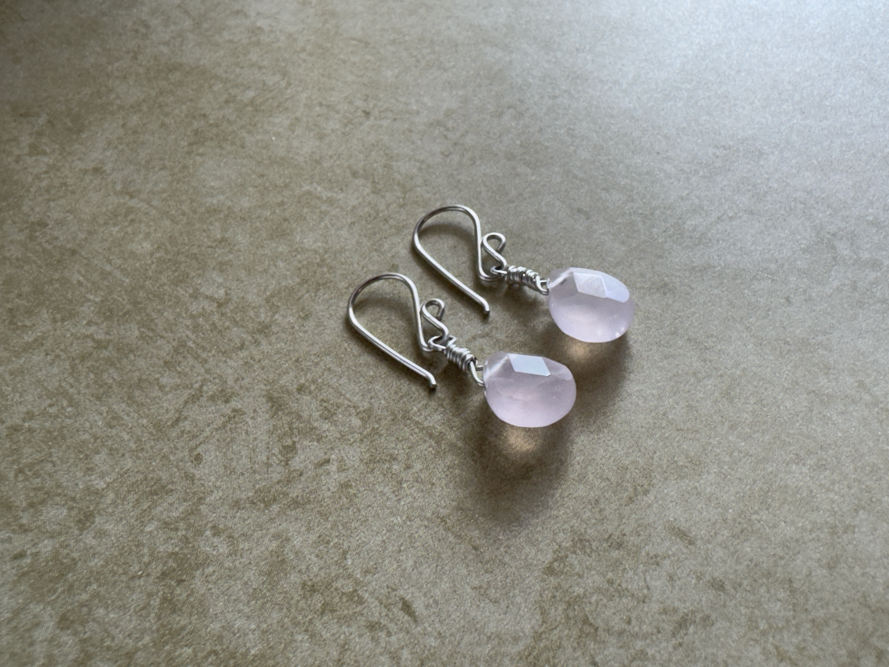 Sterling Silver Rose Quartz Teardrop Earrings