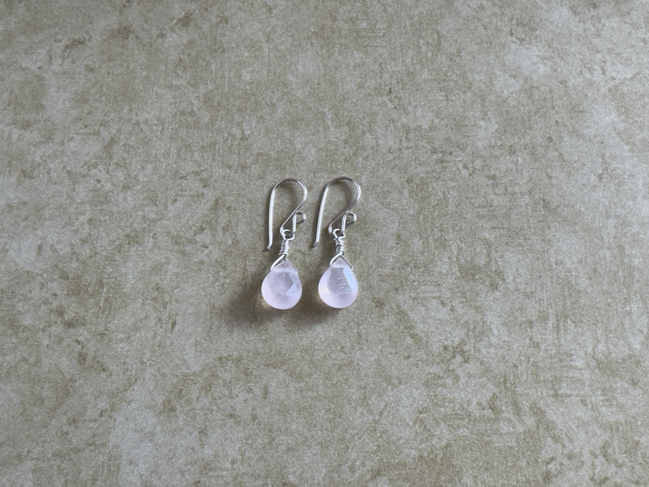 Sterling Silver Rose Quartz Teardrop Earrings