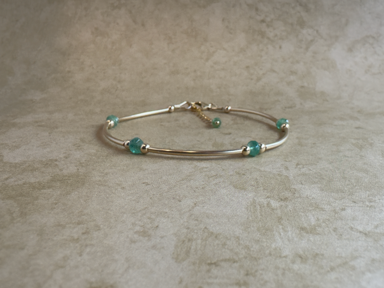 Gold-Filled Emerald Tube Bracelet