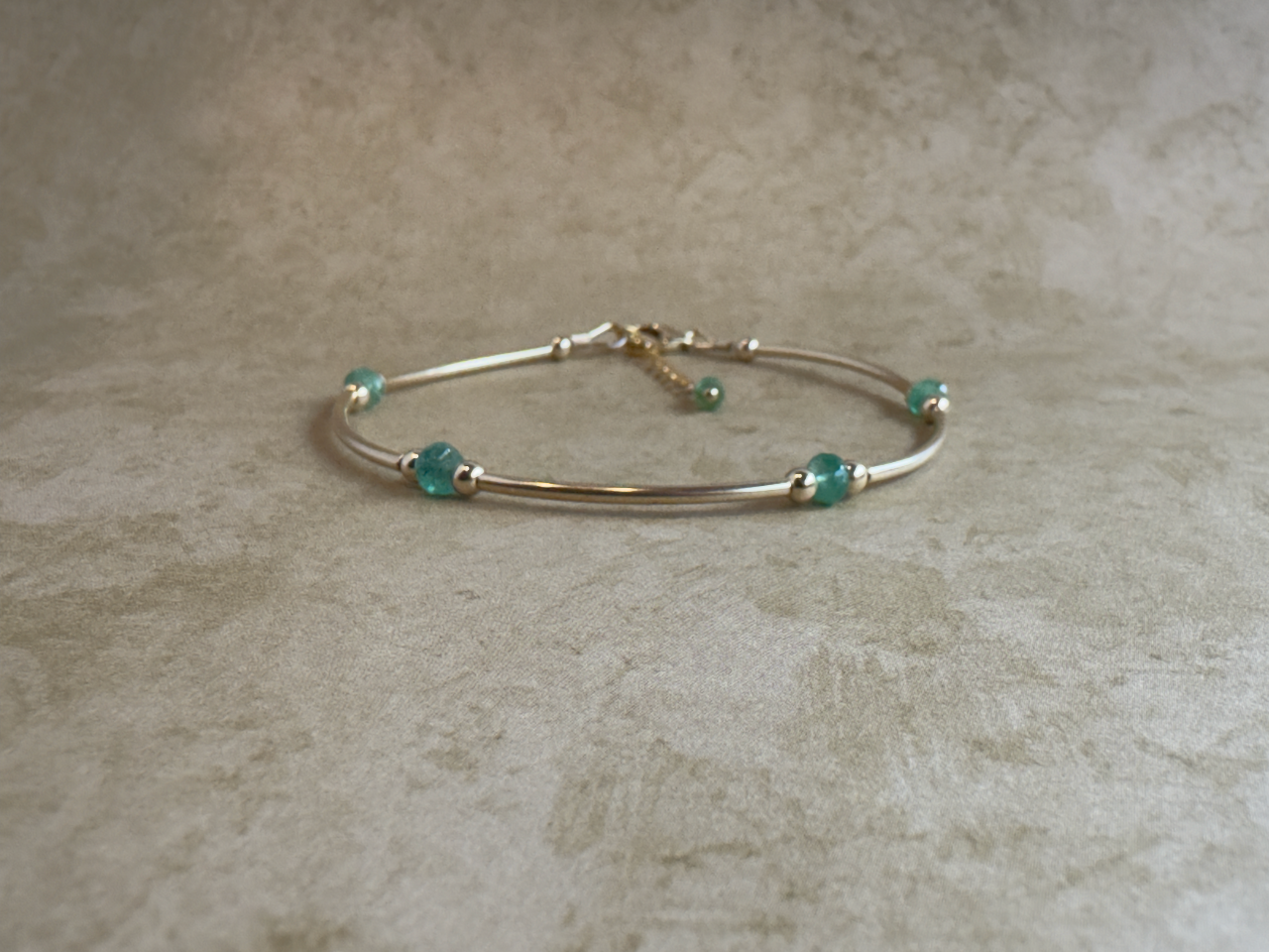 Gold-Filled Emerald Tube Bracelet