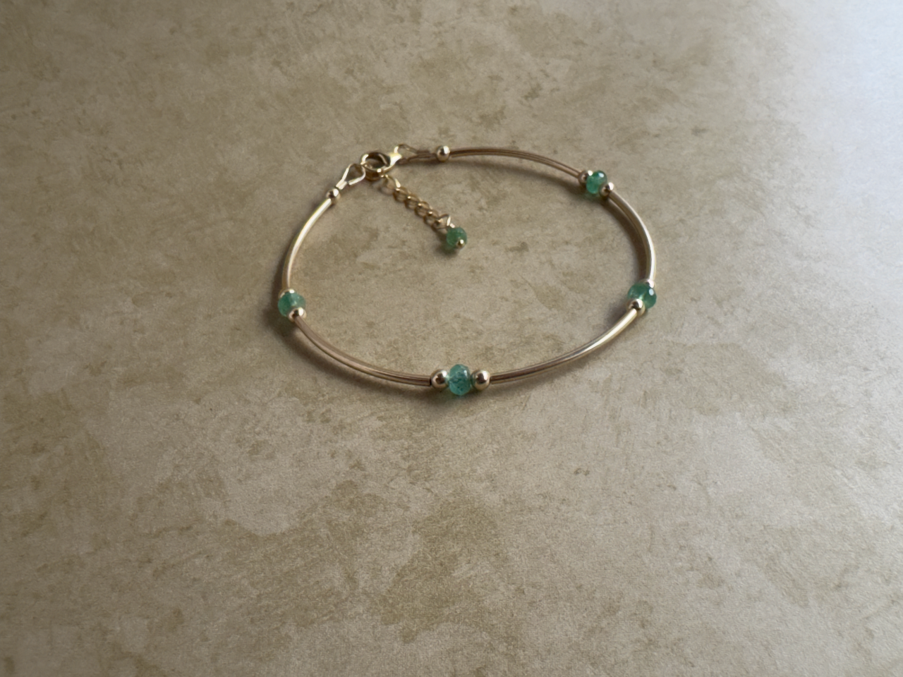 Gold-Filled Emerald Tube Bracelet