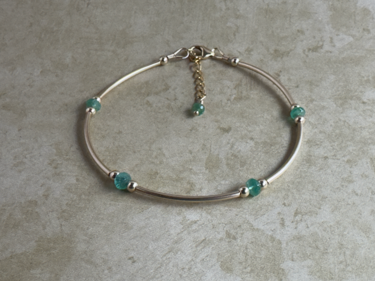 Gold-Filled Emerald Tube Bracelet