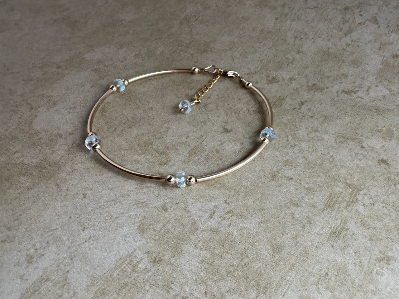Gold-Filled Aquamarine Tube Bracelet