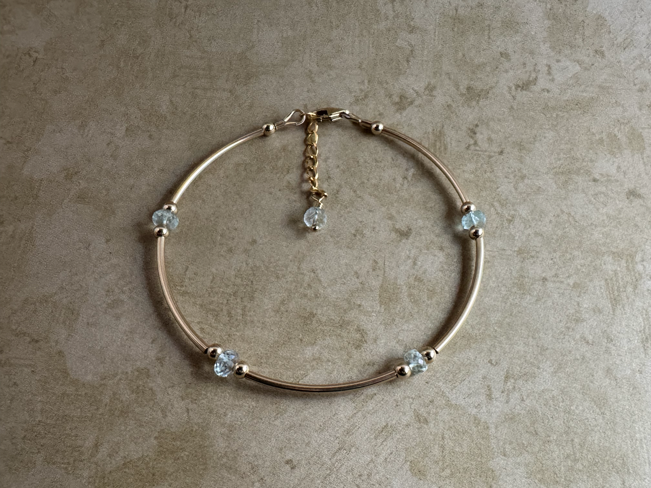 Gold-Filled Aquamarine Tube Bracelet