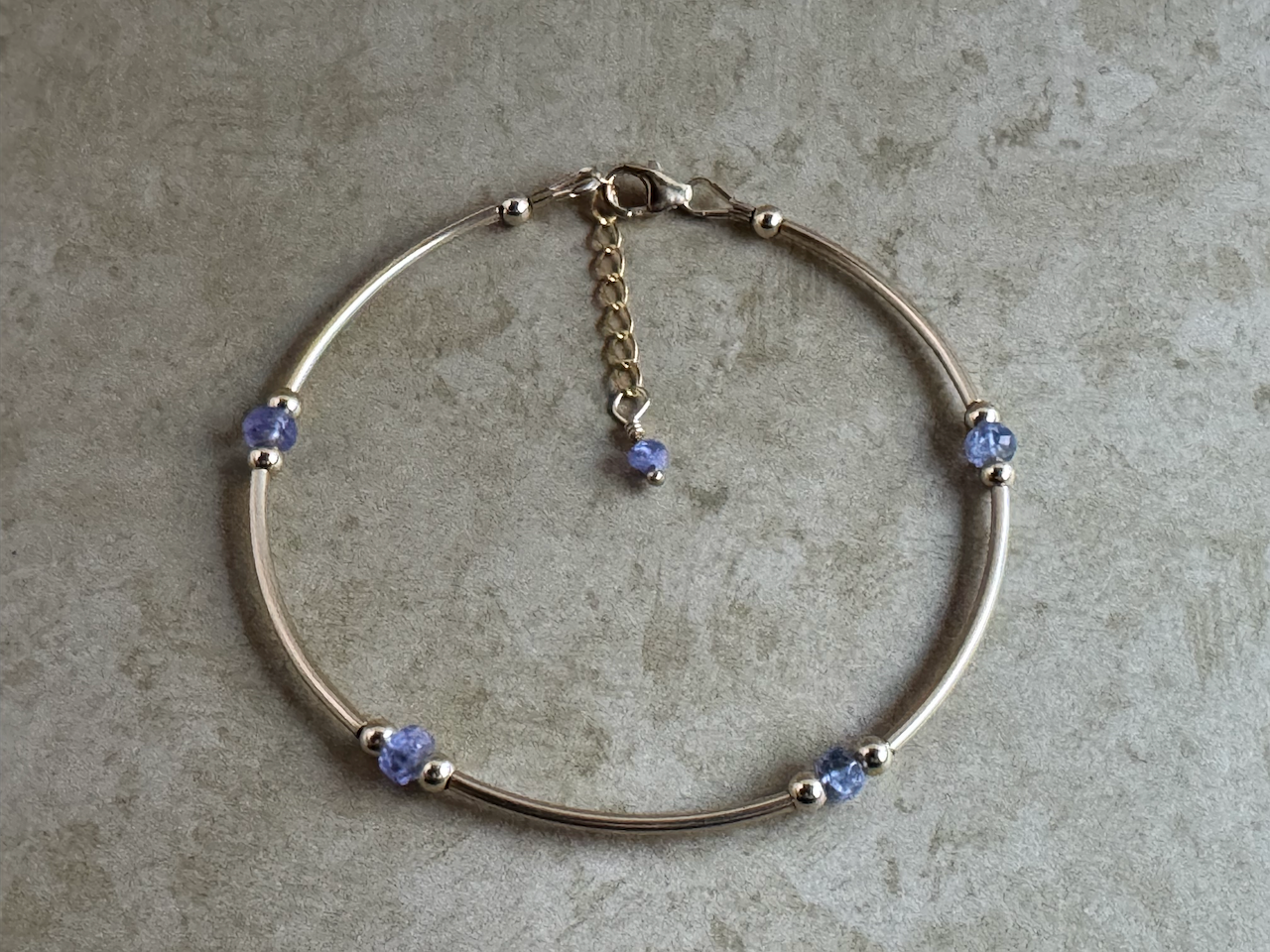 Gold-Filled Tanzanite Tube Bracelet