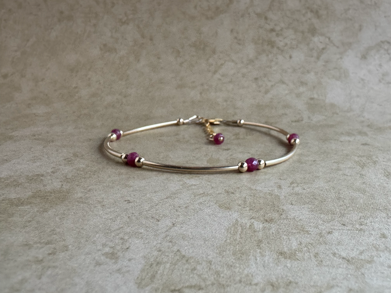 Gold-Filled Ruby Tube Bracelet