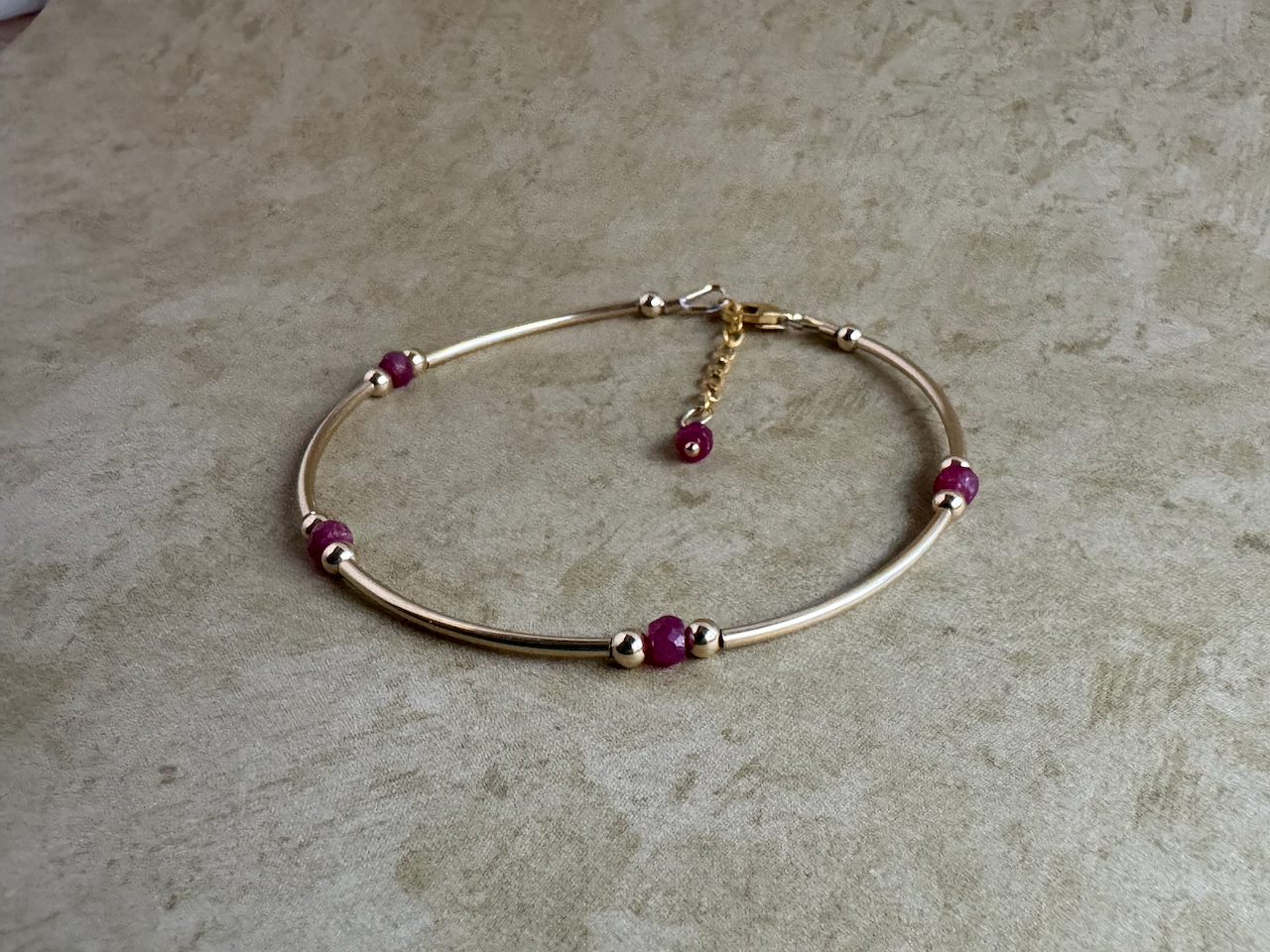 Gold-Filled Ruby Tube Bracelet