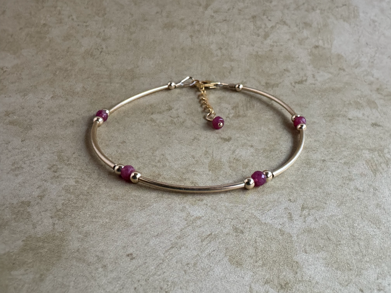 Gold-Filled Ruby Tube Bracelet