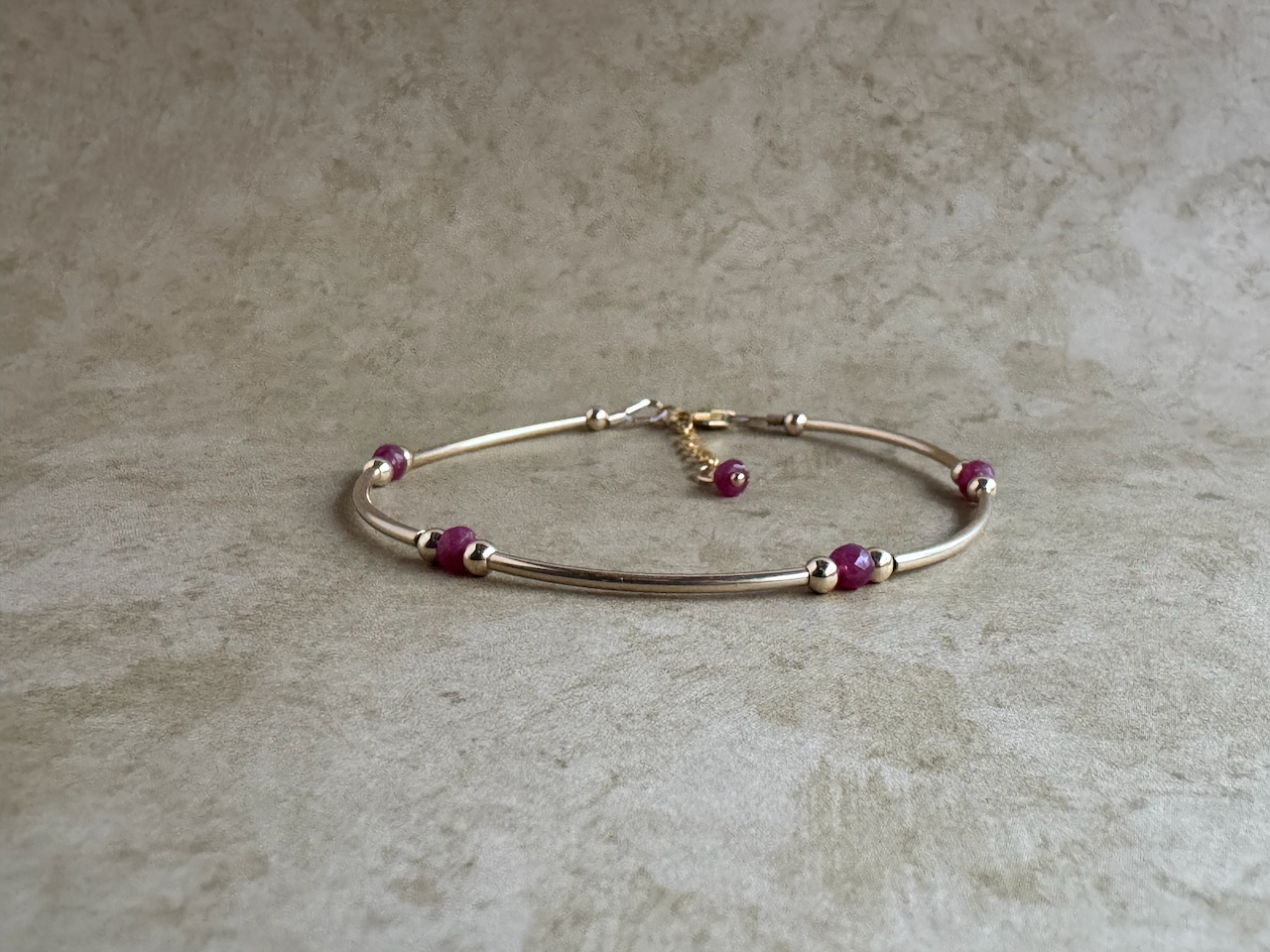 Gold-Filled Ruby Tube Bracelet