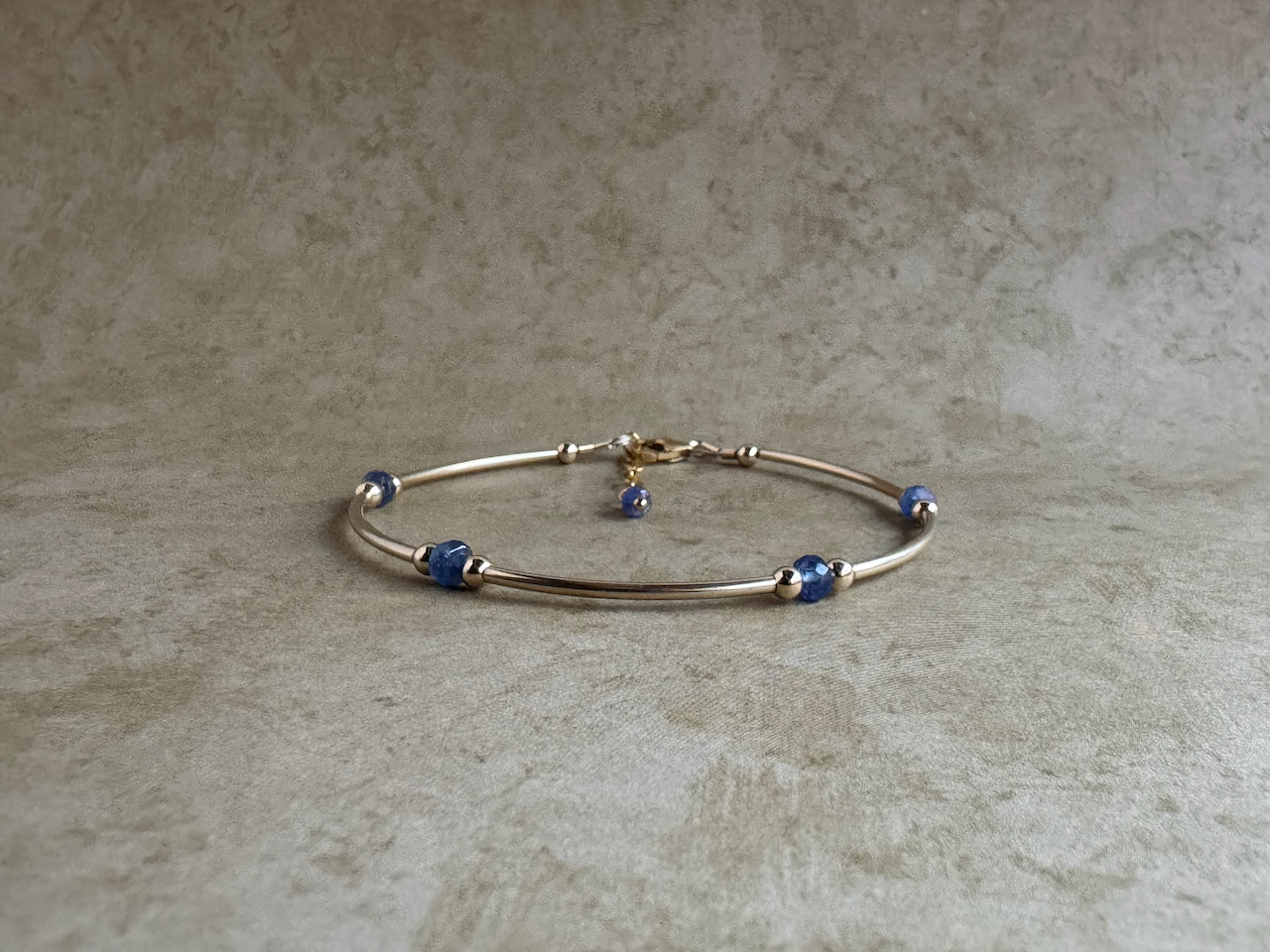 Gold-Filled Blue Sapphire Tube Bracelet