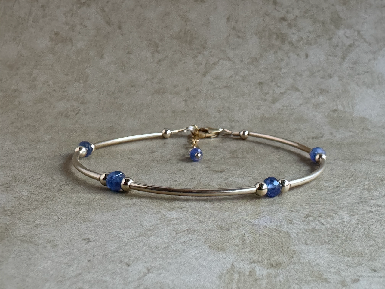 Gold-Filled Blue Sapphire Tube Bracelet
