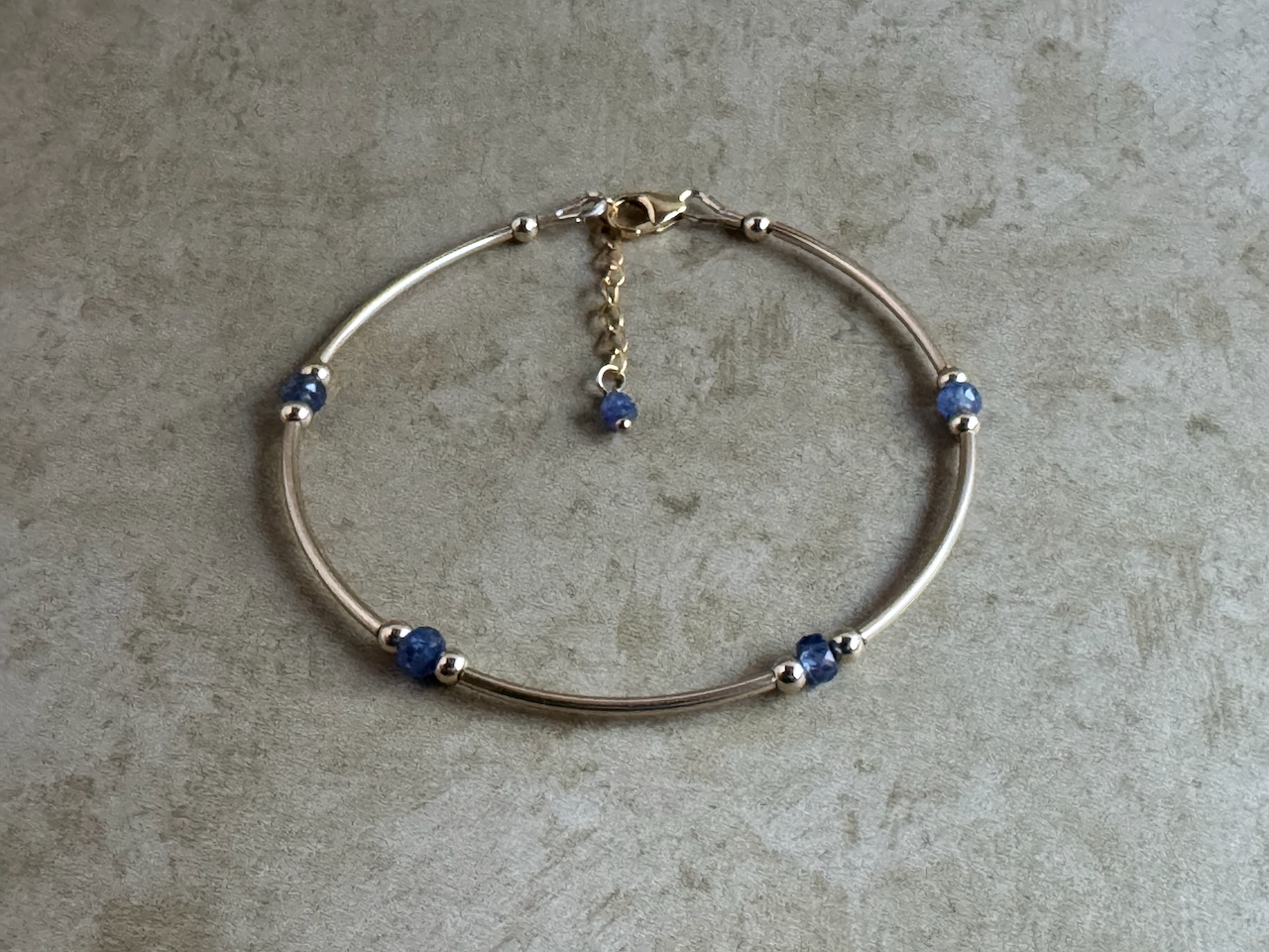 Gold-Filled Blue Sapphire Tube Bracelet