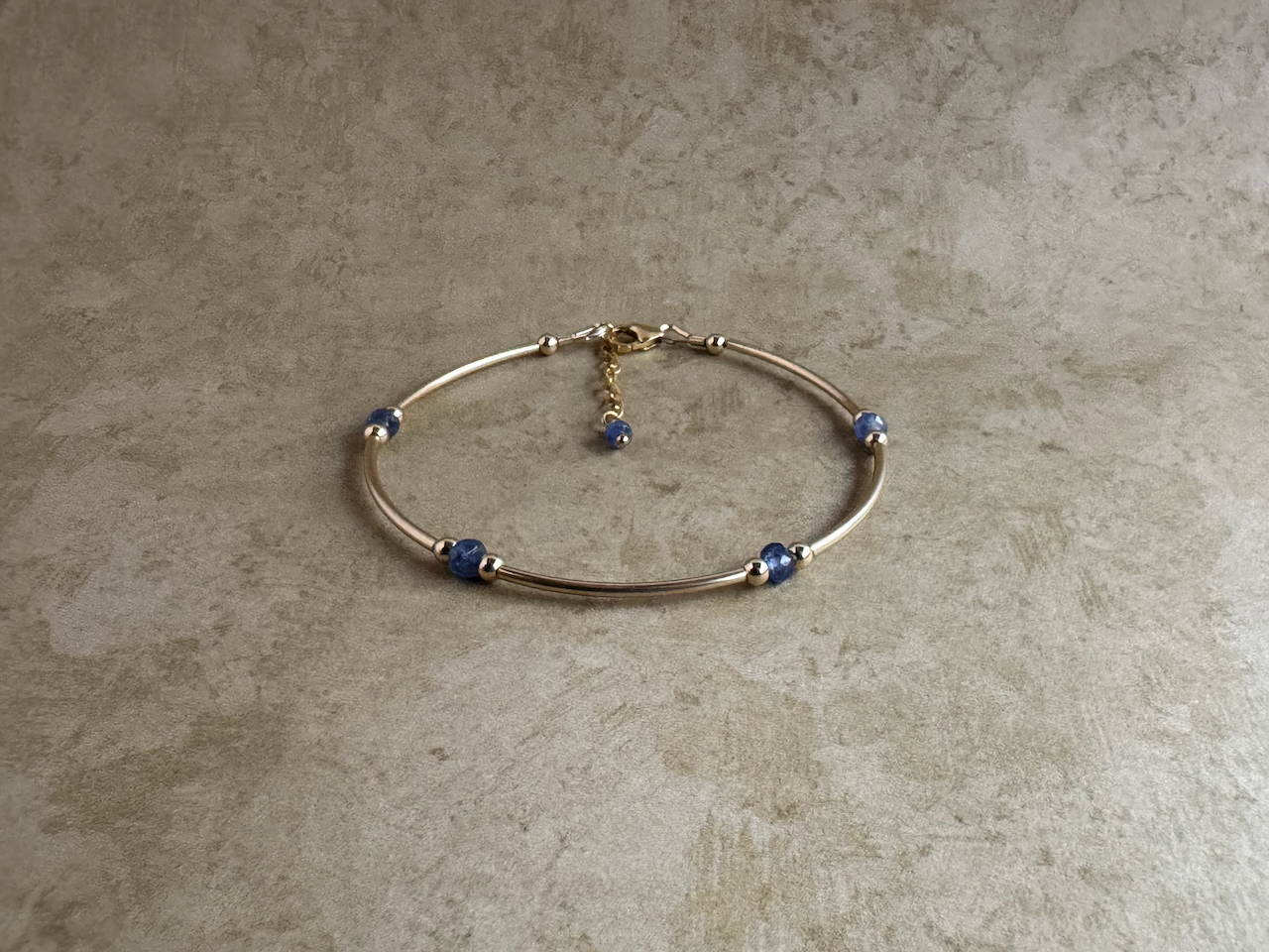Gold-Filled Blue Sapphire Tube Bracelet