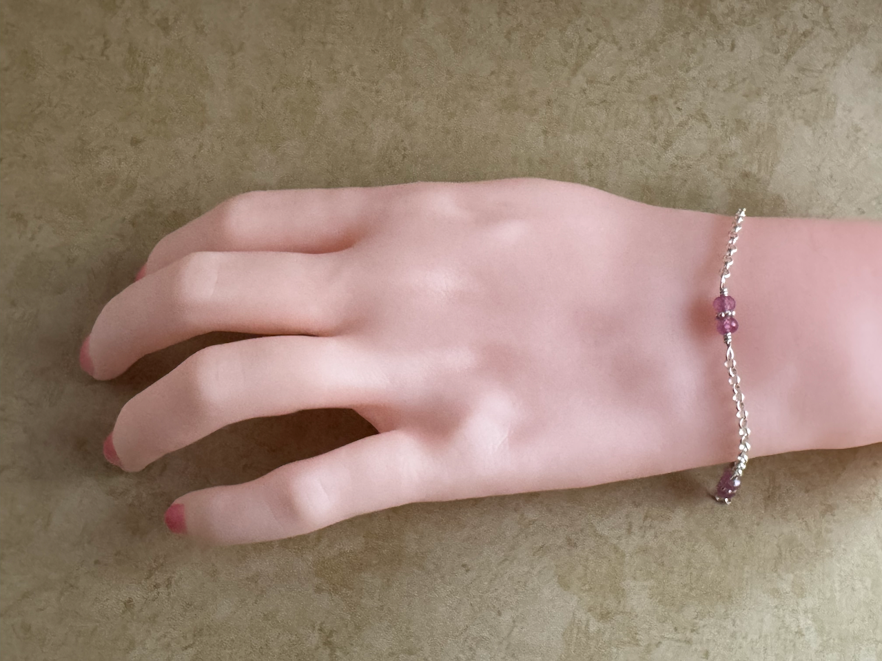 Sterling Silver Pink Sapphire Chain Bracelet