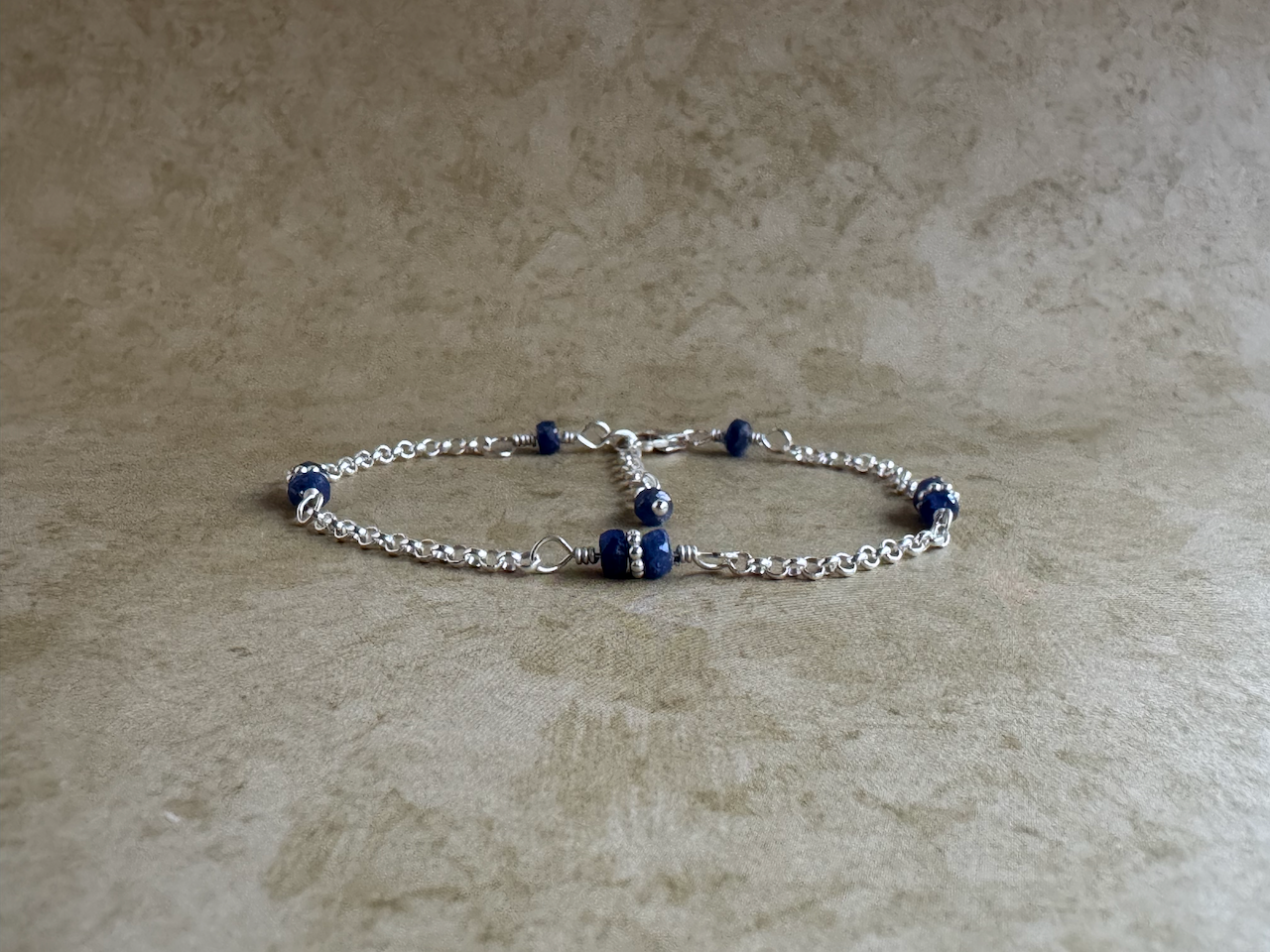 Sterling Silver Blue Sapphire Chain Bracelet