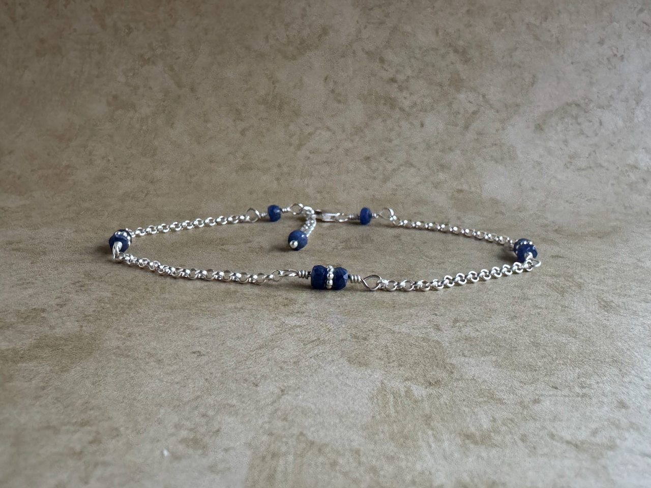 Sterling Silver Blue Sapphire Chain Anklet