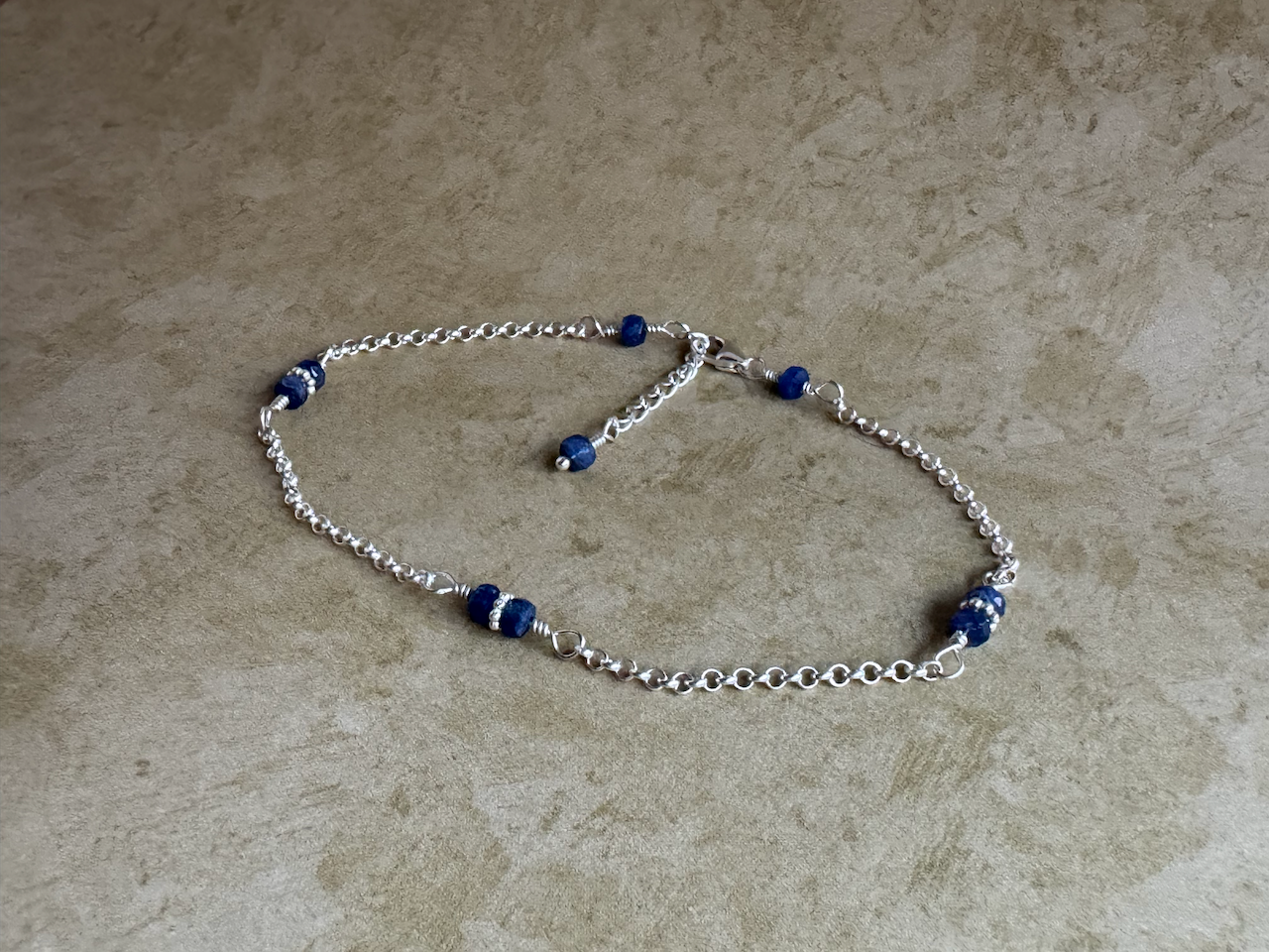 Sterling Silver Blue Sapphire Chain Anklet