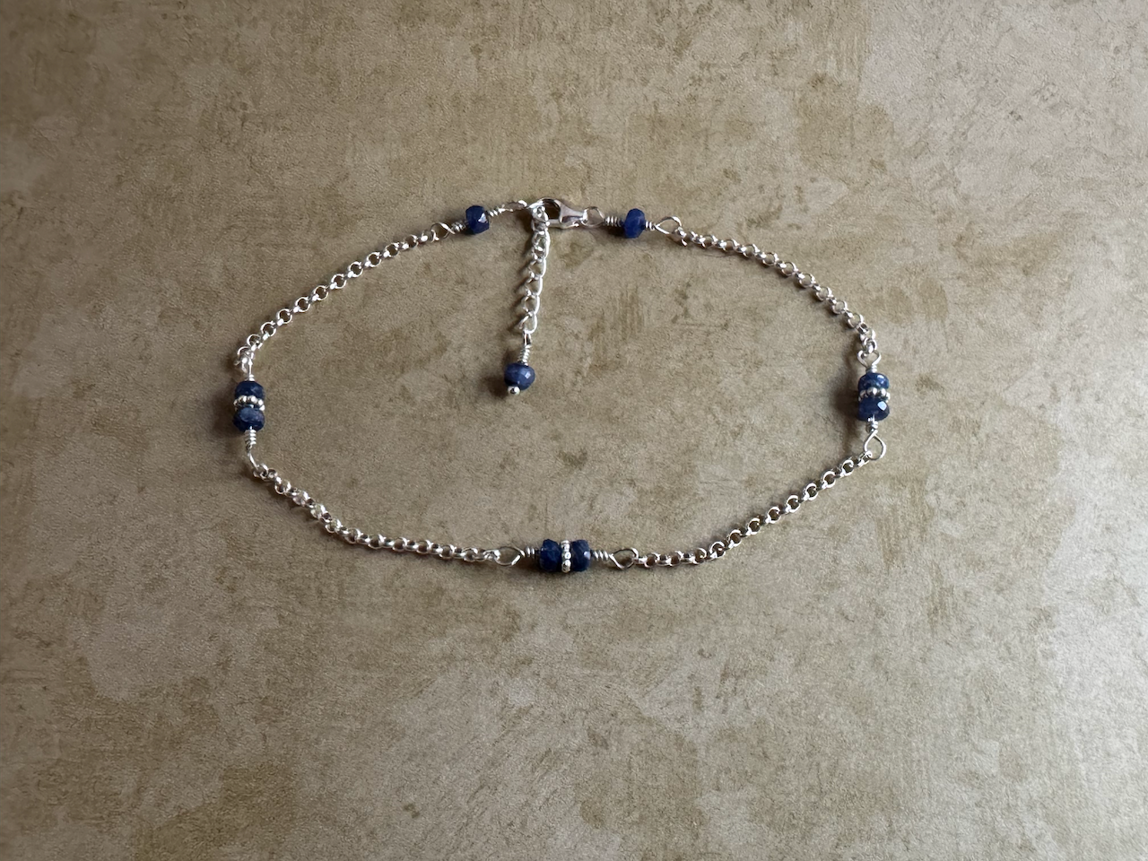 Sterling Silver Blue Sapphire Chain Anklet