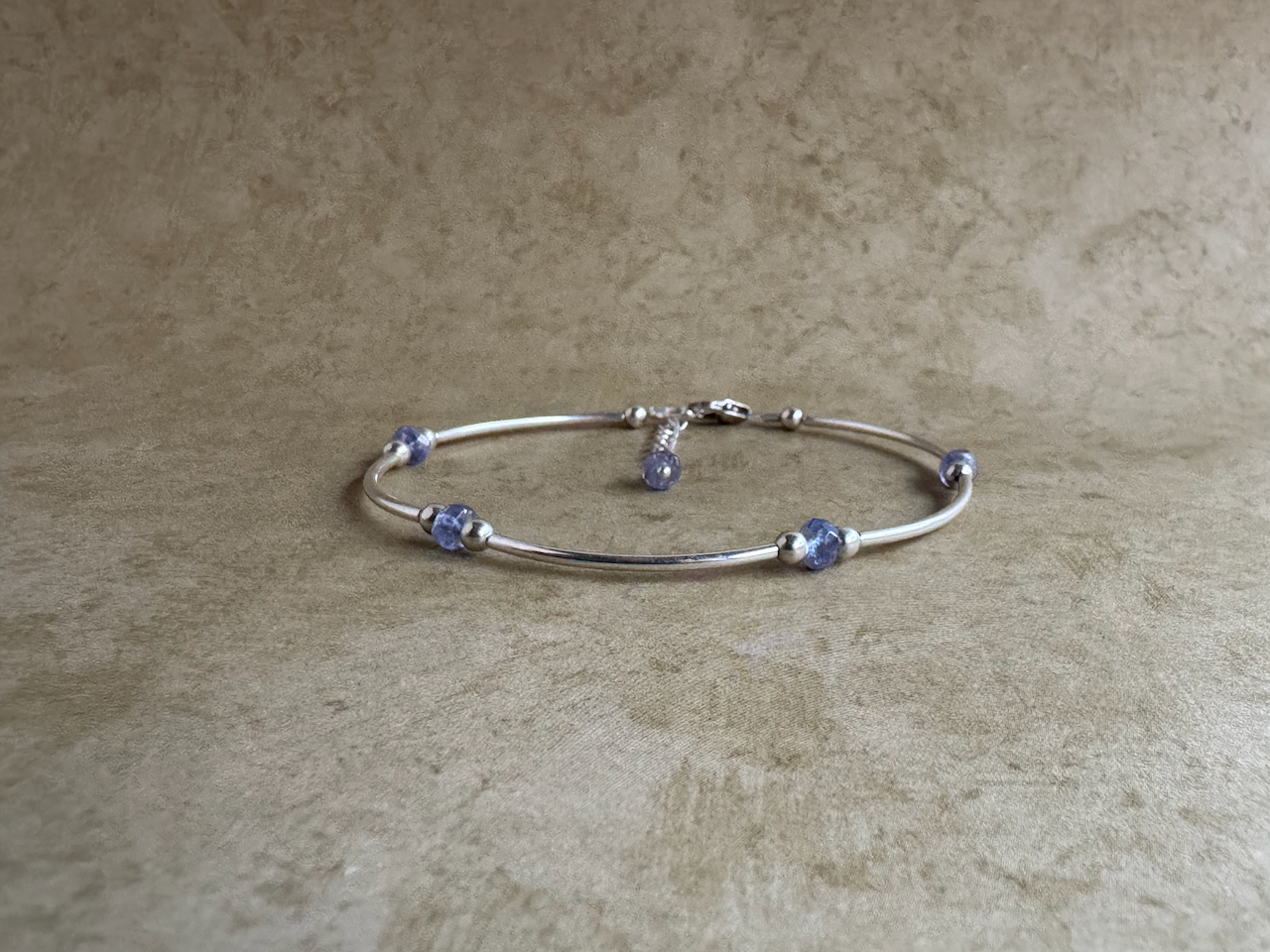 Sterling Silver Tanzanite Beaded Tube Bracelet