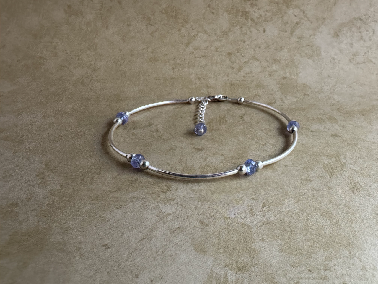 Sterling Silver Tanzanite Beaded Tube Bracelet