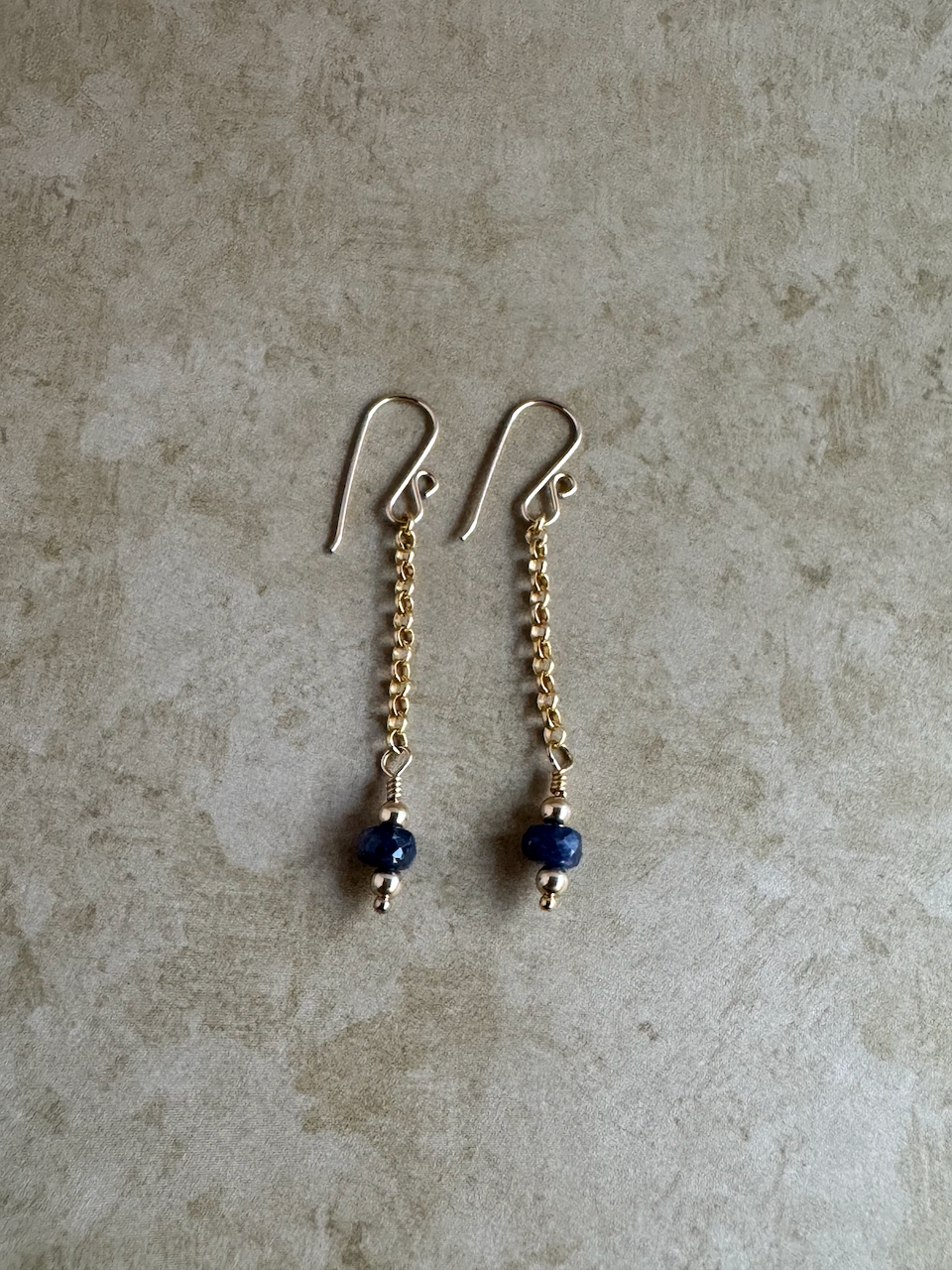 Gold-Filled Dark Sapphire Chain Dangles
