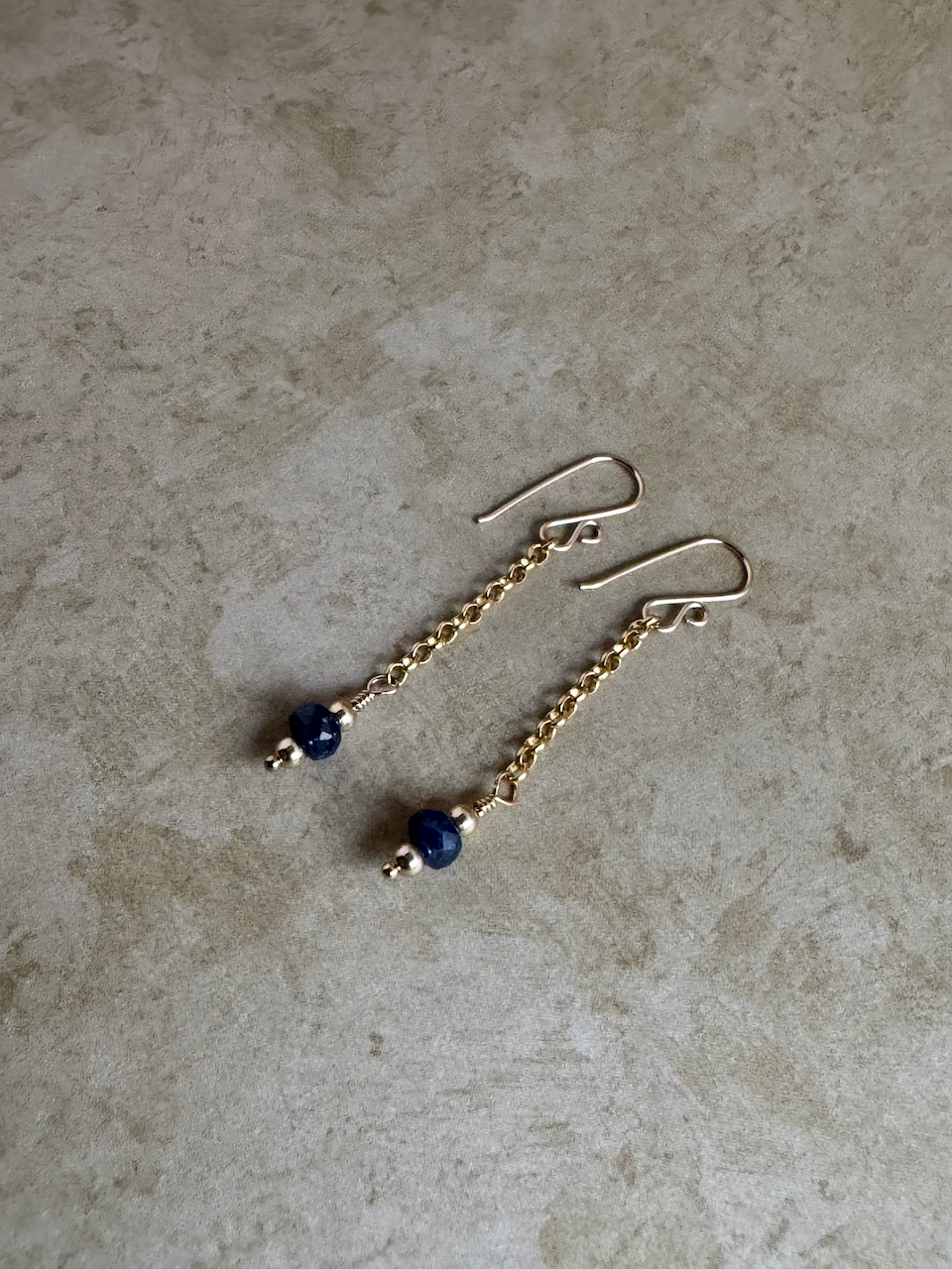 Gold-Filled Dark Sapphire Chain Dangles