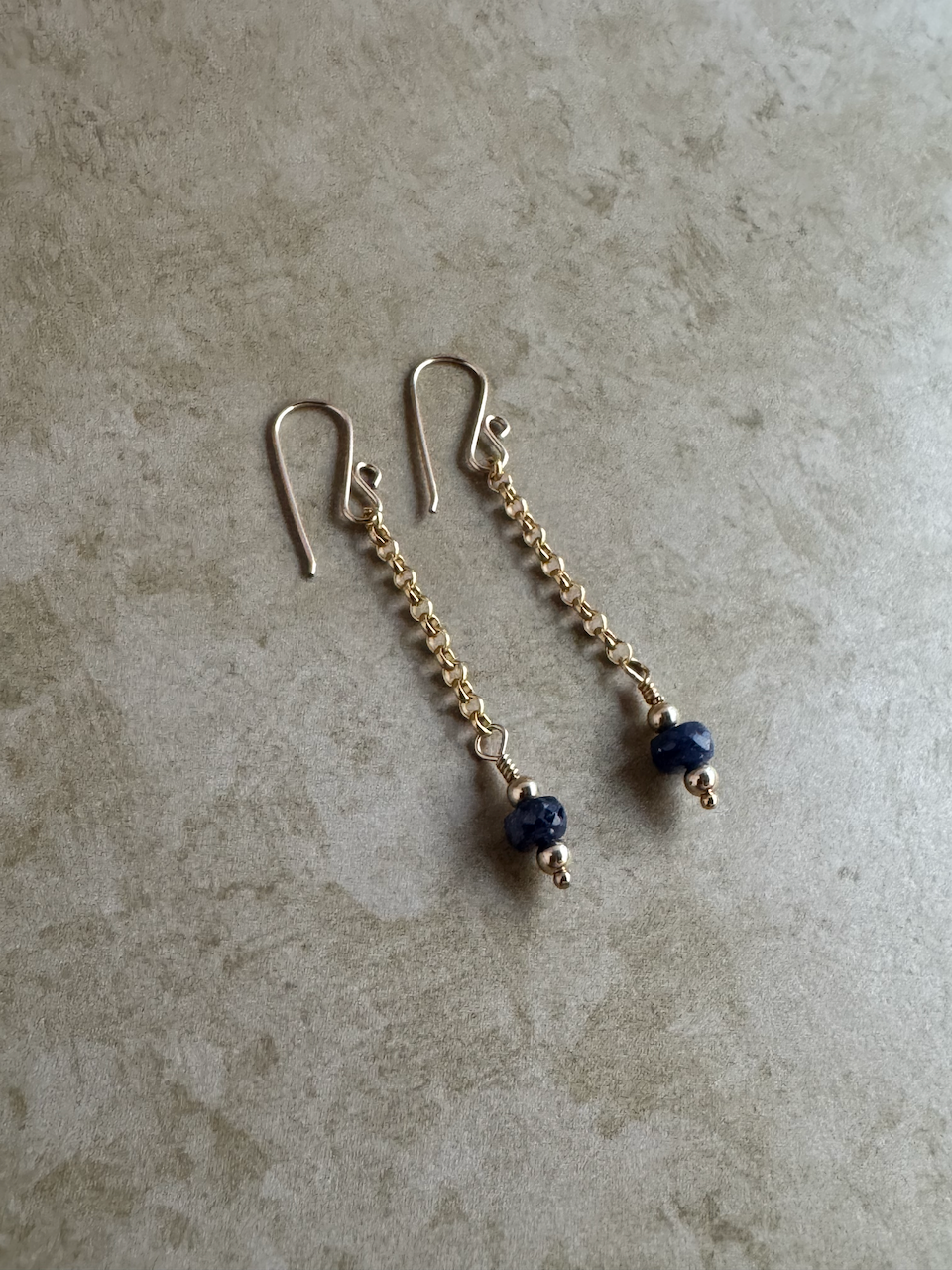 Gold-Filled Dark Sapphire Chain Dangles
