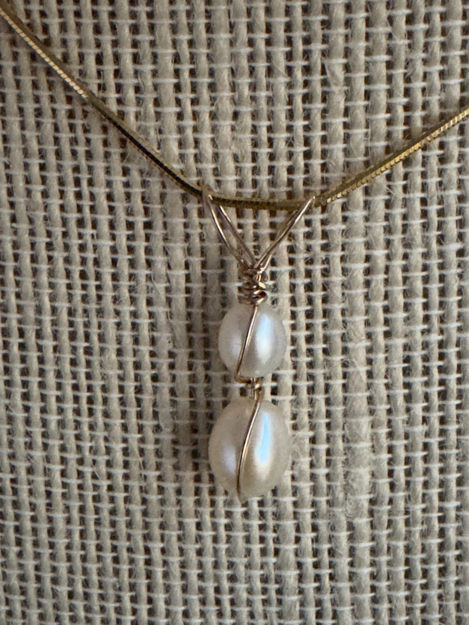 Yellow Gold-Filled Double Pearl Artisan Pendent
