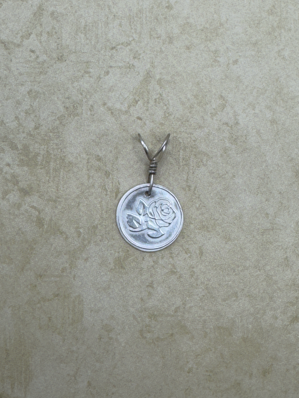 Fine Silver Rose Wax Seal Pendent