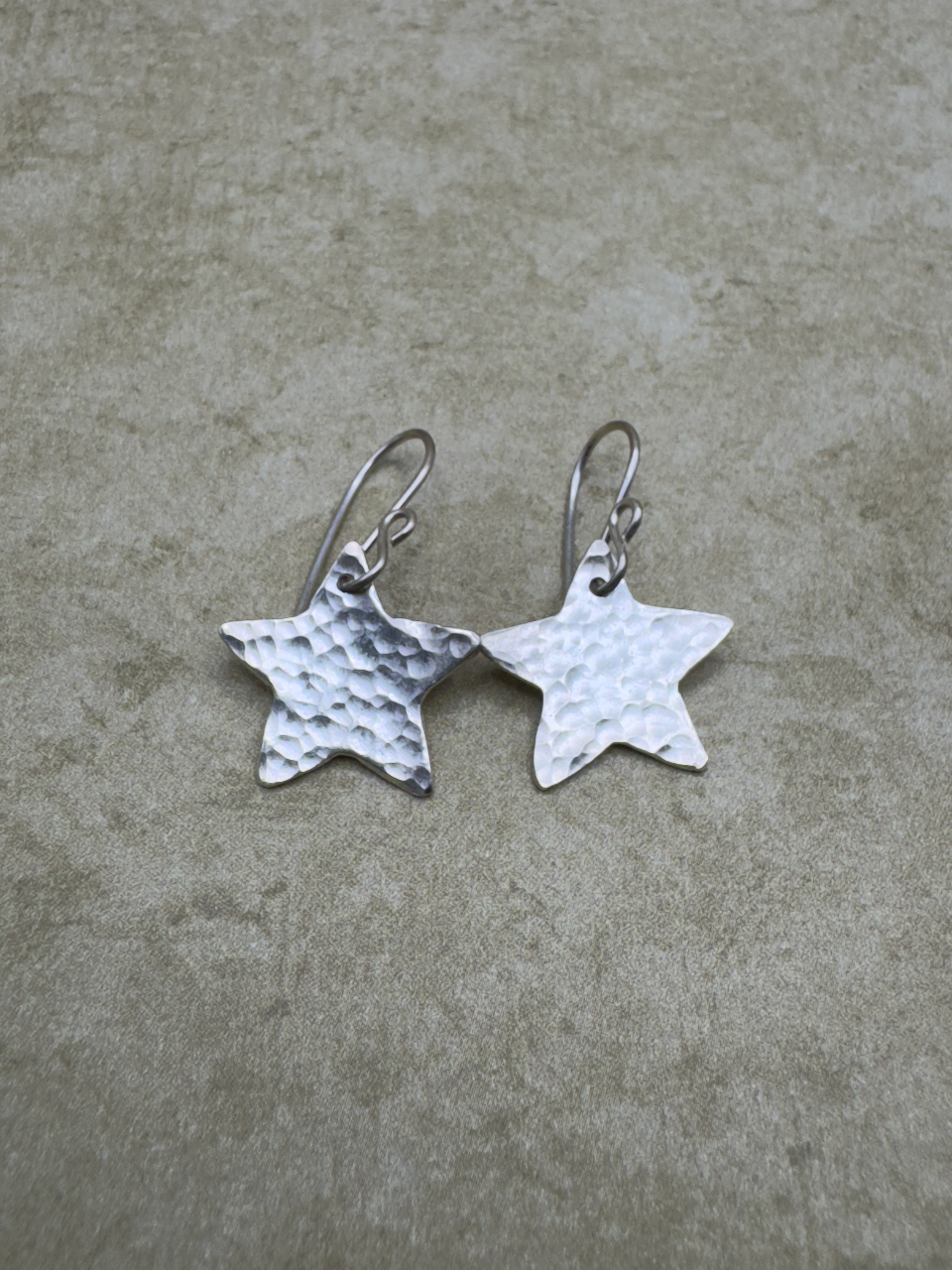 Fine Silver Hammered Star Earrings