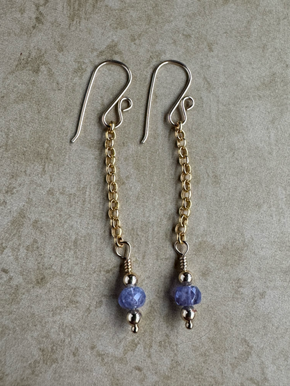 Gold-Filled Tanzanite Simple Chain Dangles
