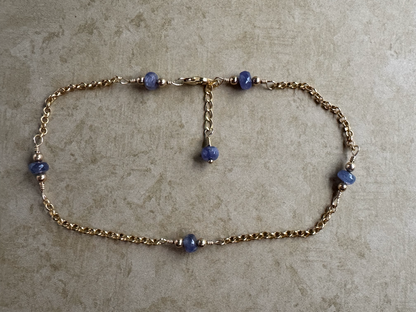 Gold-Filled Tanzanite Chain Anklet