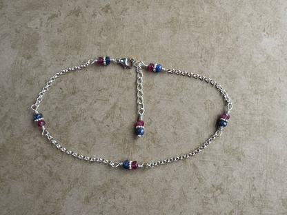 Sterling Silver Blue and Pink Sapphire Chain Anket