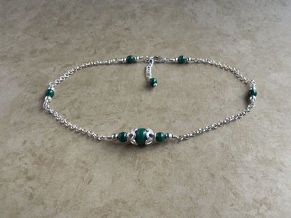 Sterling Silver Malachite Chain Anklet