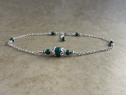Sterling Silver Malachite Chain Anklet