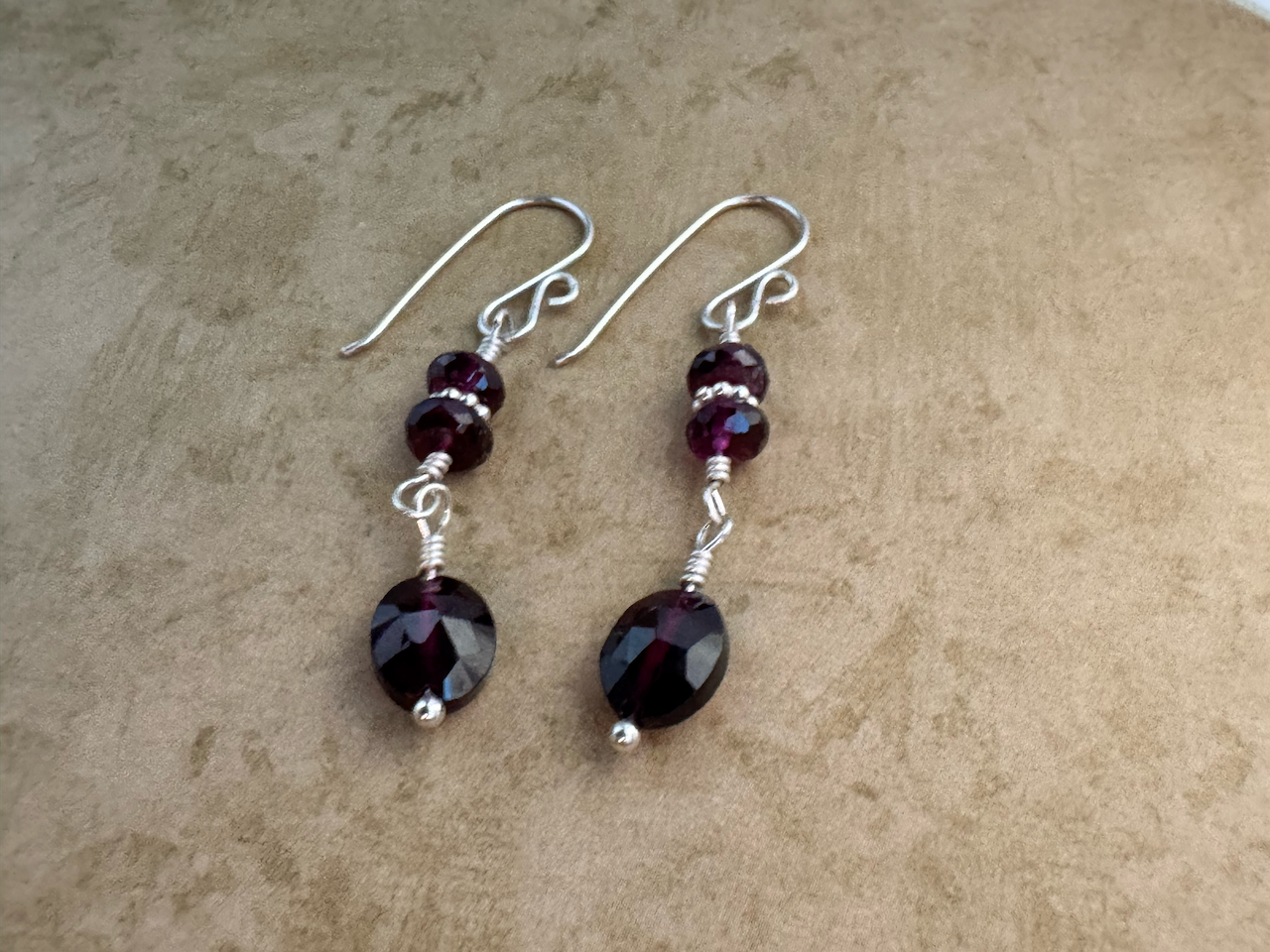 Sterling Silver Rhodolite Garnet Dangles