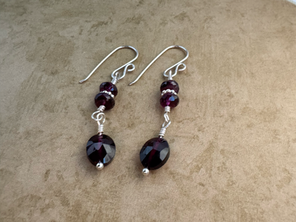 Sterling Silver Rhodolite Garnet Dangles