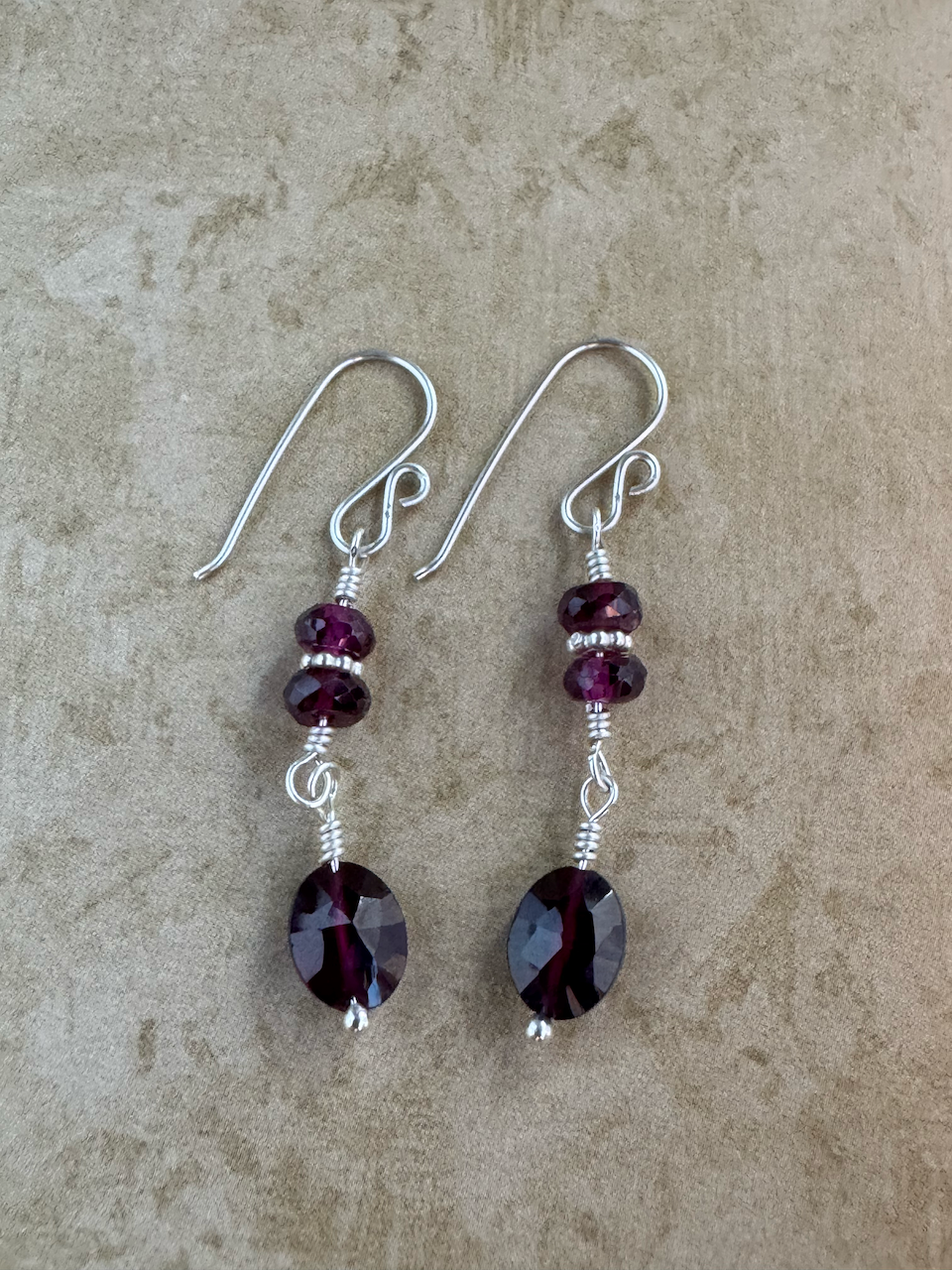 Sterling Silver Rhodolite Garnet Dangles